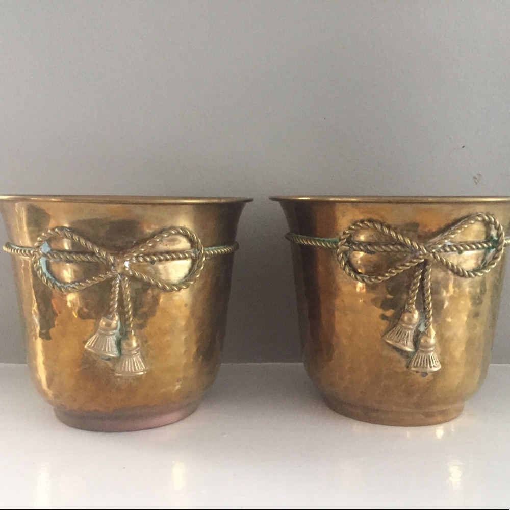 Vintage Pair of Planters - Brass